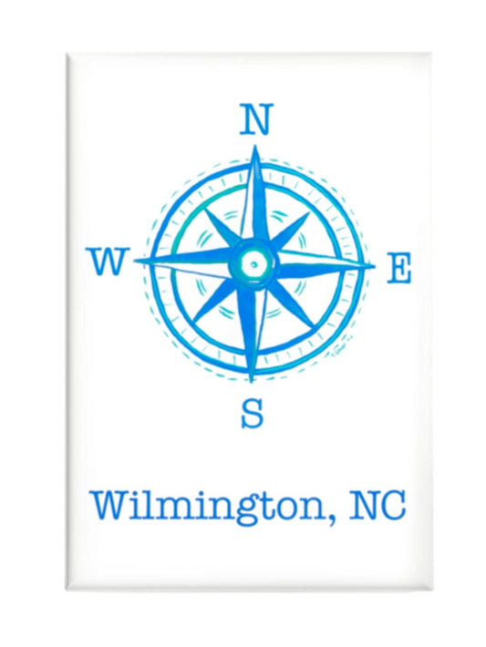 Wilmington Compass Button Magnet, Rectangle (1 & 10 pcs) - Blue Cava