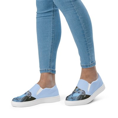 Women’s slip-on canvas shoes - Blue Cava