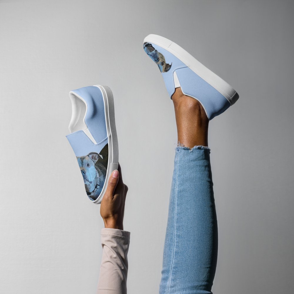 Women’s slip-on canvas shoes - Blue Cava